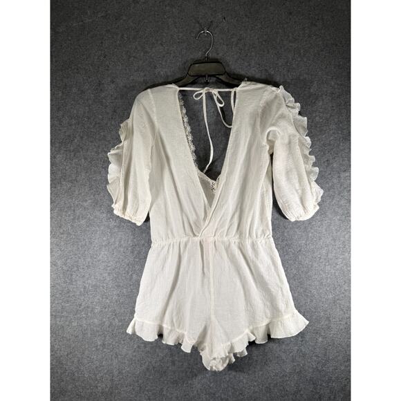 Victoria Secret Romper Women Large White Sheer Lace Trim Summer Vacation REsort - Picture 5 of 7